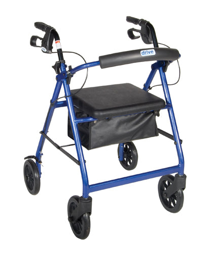 Rollator 4-Wheel with Pouch & Padded Seat Black - Drive