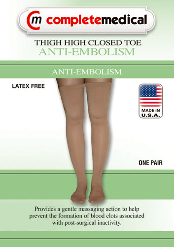 Anti-Embolism Stockings X-Lrg 15-20mmHg Thigh Hi Closed Toe