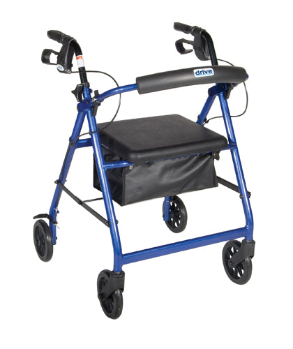 Rollator Aluminum w/Fold-Up & Remov Back Padded Seat Red