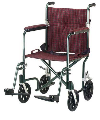 Transport Chair Aluminum 19  Burgundy Green/Designer Fly-Wt