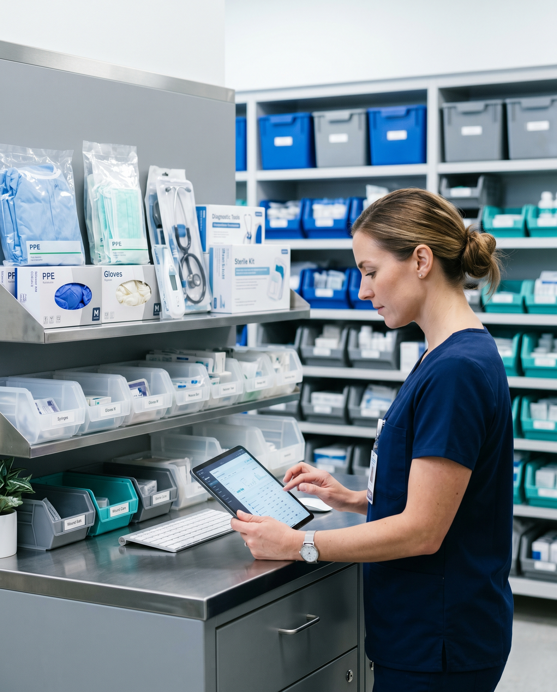 Clinical supply team preparing certified medical supplies